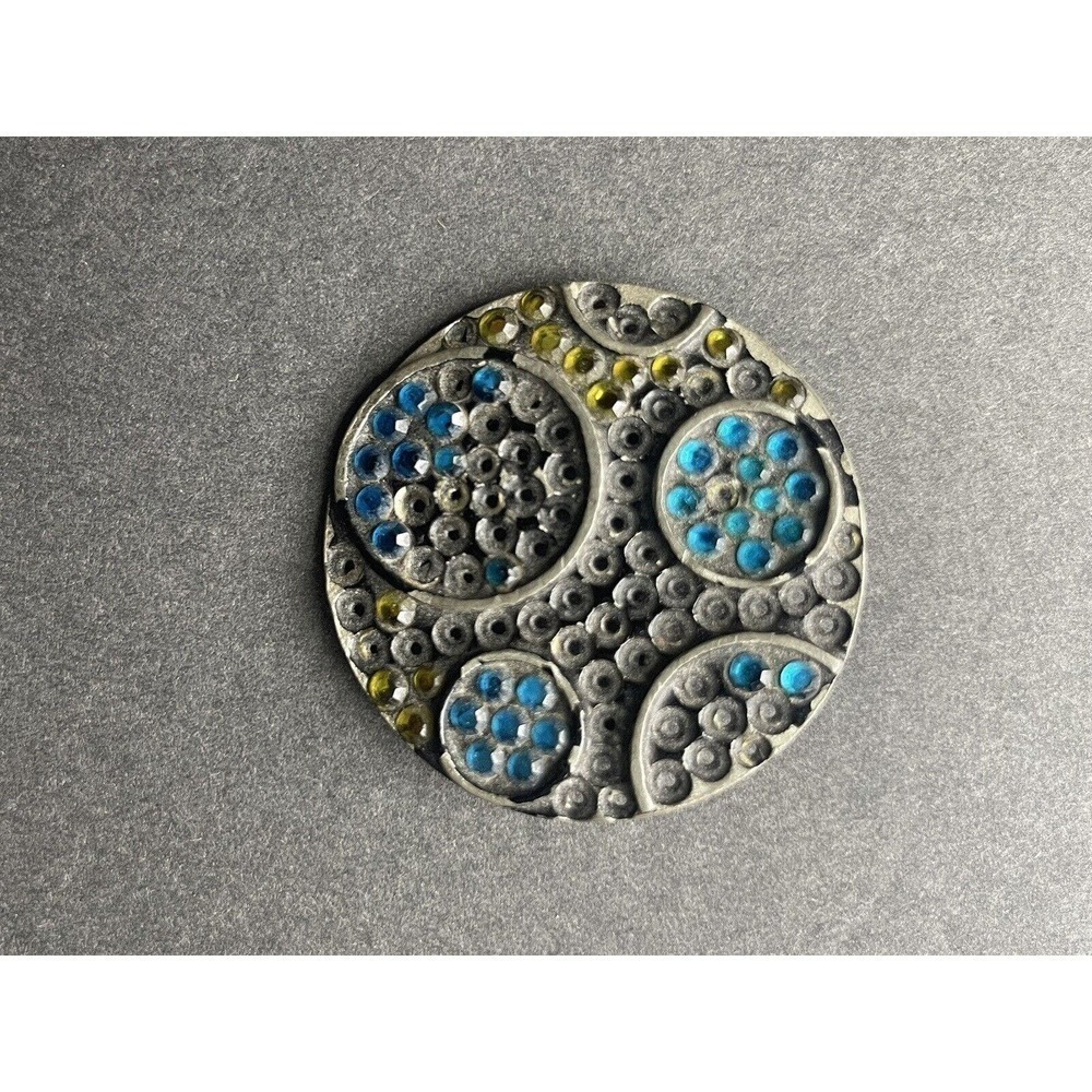 Kramer MCM Blue Green Rhinestone Vintage Brooch Pin